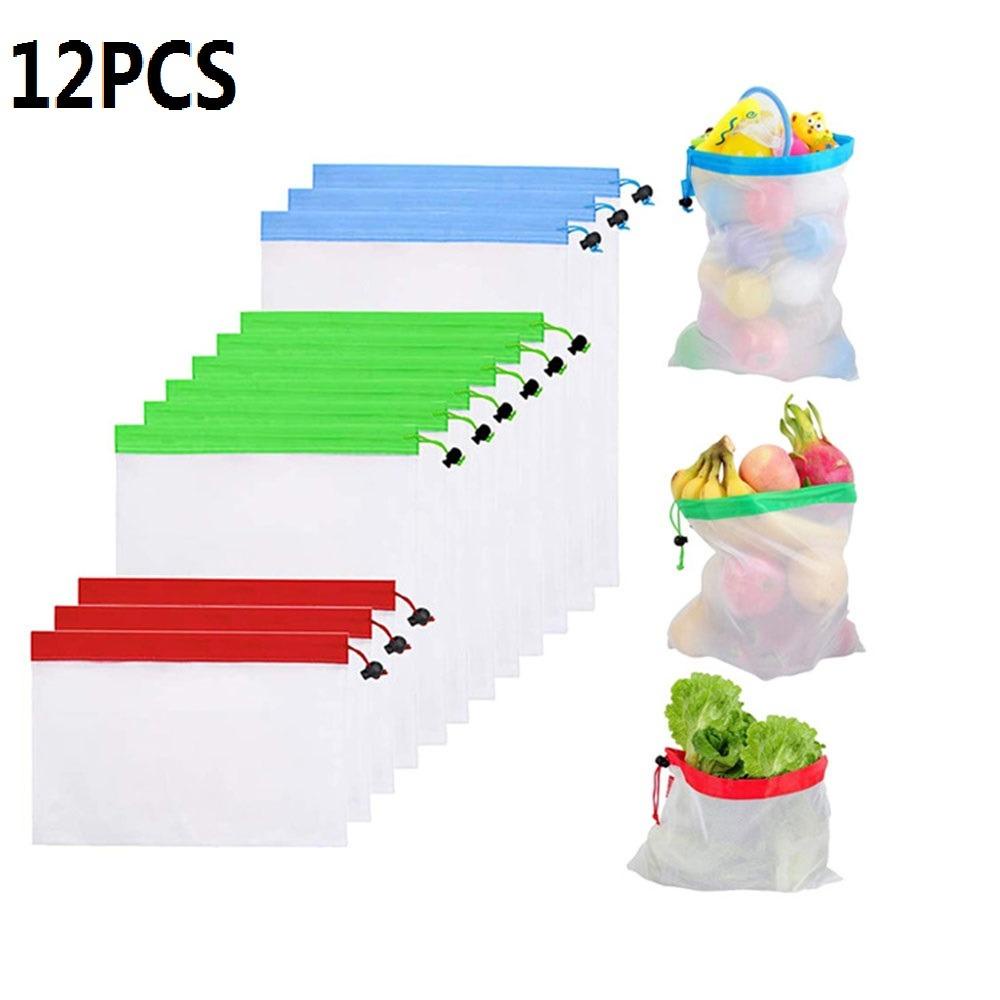 Set 12 Túi Đựng Rau Củ Quả Có Thể Giặt Sạch Tiện Dụng Cho Nhà Bếp