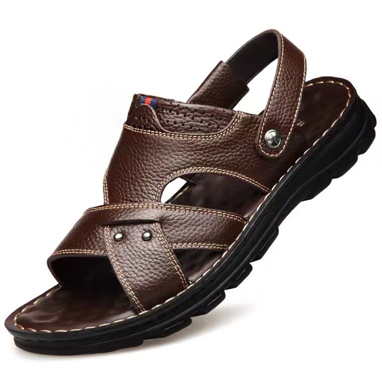 Sandal Quai Chéo Nam Da Bò Đế Khâu, Dép Quai Hậu Phong Cách Lịch Lãm Sang Xịn Bền Đẹp