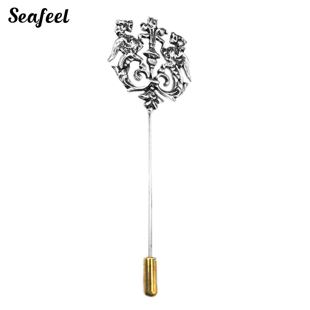 SF ✥Vintage Men Hollow Double Lion Brooch Pin Lapel Clip Party Jewelry Gift