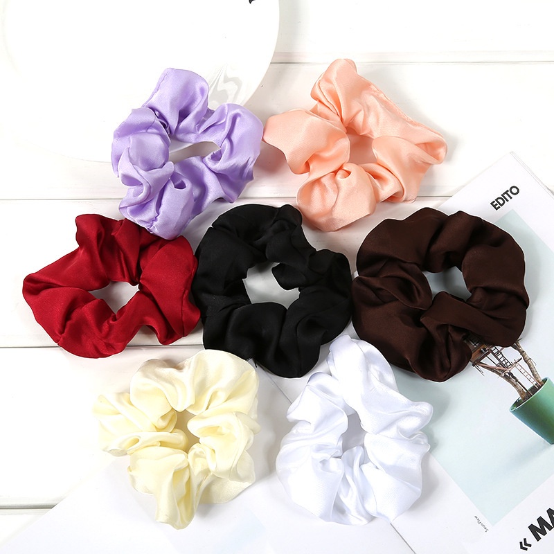 Thun buộc tóc Haimeikang chất liệu satin mềm mại cỡ lớn màu trơn