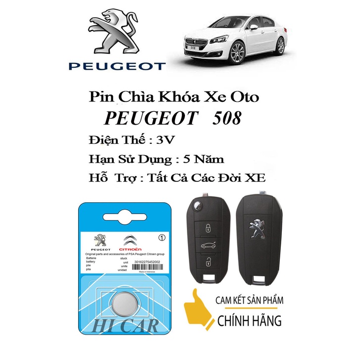 Pin chìa khóa ô tô Peugeot 508 chính hãng