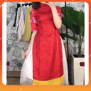 Set Áo Dài Gấm Cách Tân + Chân Váy V