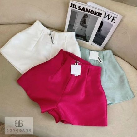 Quần Shorts lưng cao Full màu ống rộng thoải mái