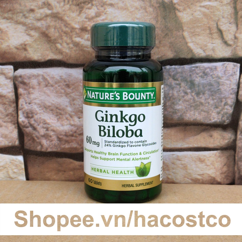 Viên uống Ginkgo Biloba 60mg Nature Bounty 60 viên dạng viên nén - Bảo Vệ Tế Bào Thần Kinh