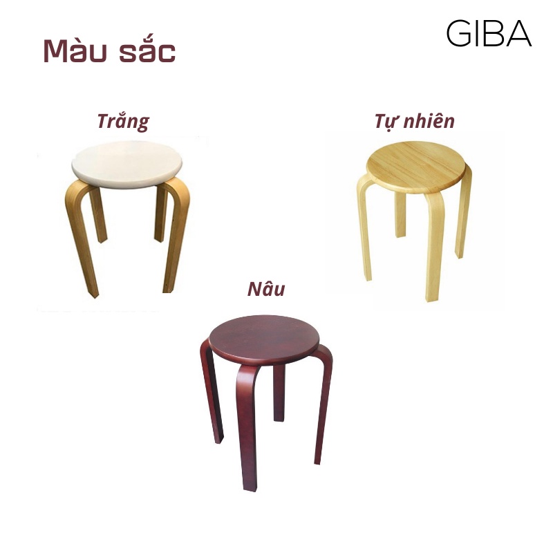 Ghế gỗ chân dẹp - 3 màu (Hàng tháo rời)