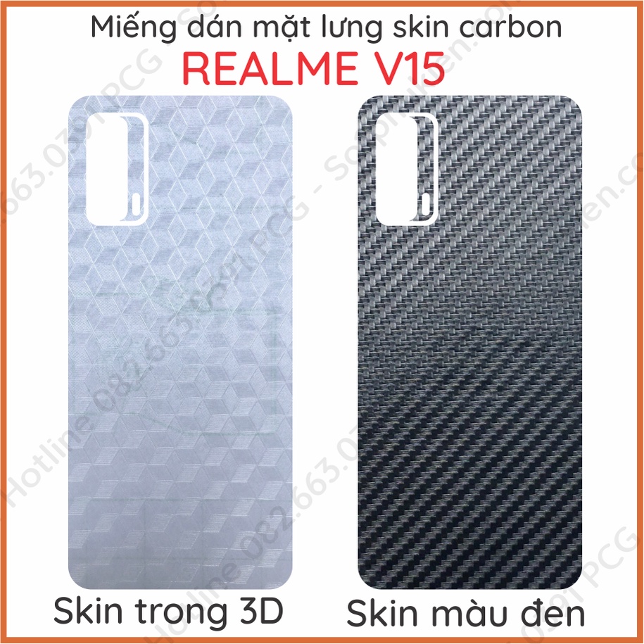 Miếng dán mặt lưng kèm cam skin carbon Realme V15