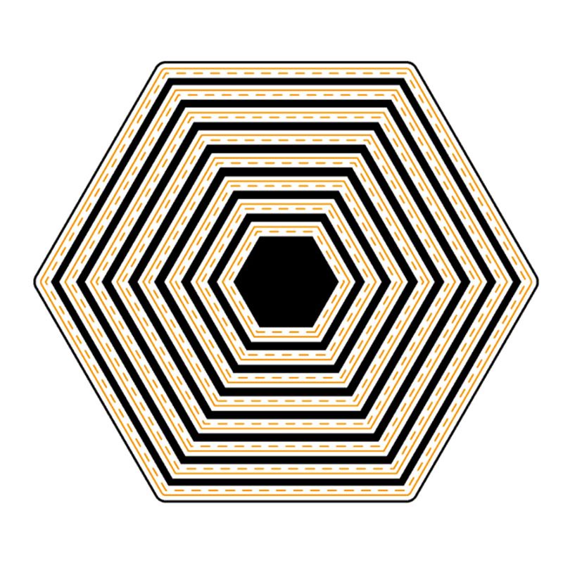 Whi Nested Hexagon Frame Metal Cutting Die for Creative Paper Art Craft Cutting Temp