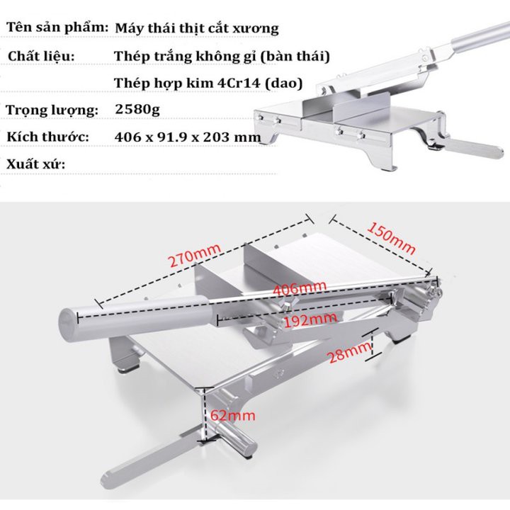 Máy chặt xương gà thái rau đa năng cao cấp tặng dao bén