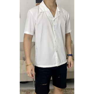 Áo sơ mi ngắn tay nam nữ cổ vest áo sơ mi unisex phong cách hàn quốc a21