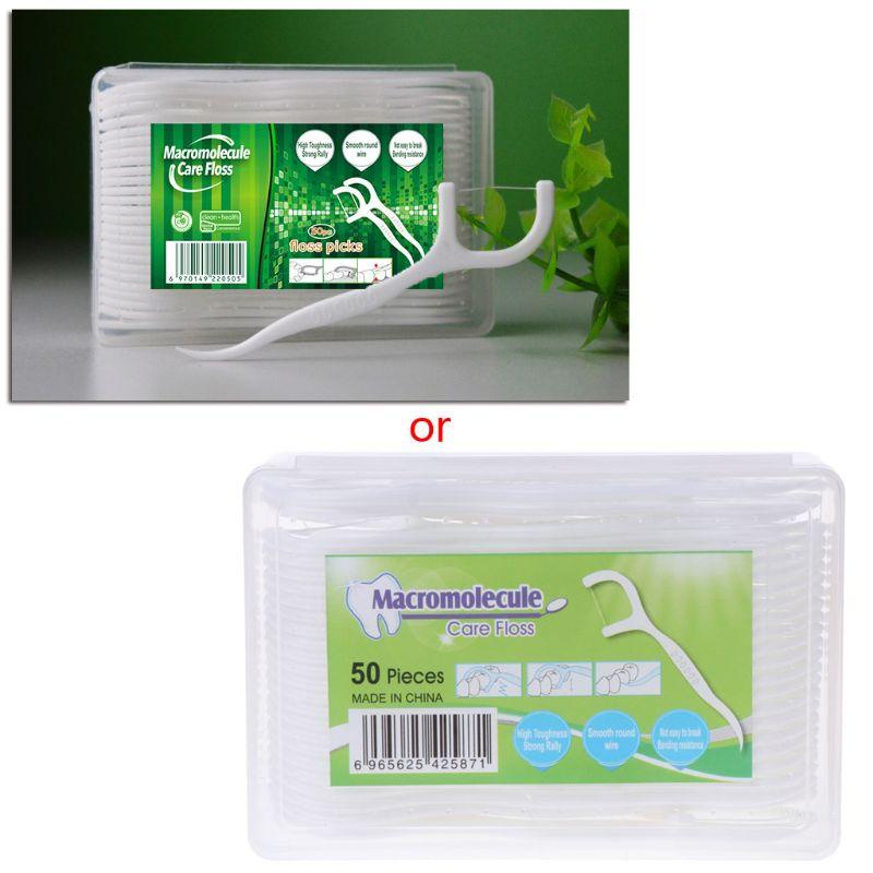 [Hàng mới về] Bộ 50 tăm chỉ nha khoa làm sạch răng miệng tiện lợi chất lượng cao