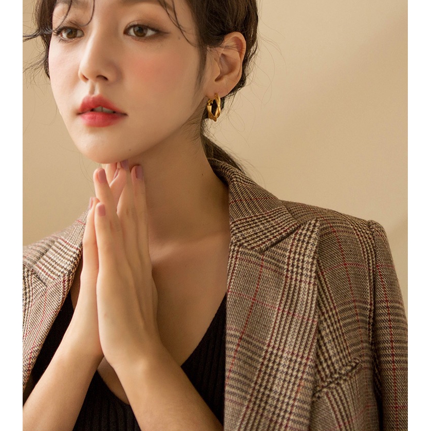 Bông tai thiết kế kiểu vòng xoắn bằng kim loại thời trang Hàn Quốc cho nữ