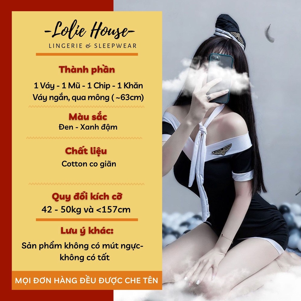 Cosplay tiếp viên hàng không sexy dáng váy đầm ngủ body cosplay cơ trưởng LOLIE HOUSE - CP48 | WebRaoVat - webraovat.net.vn