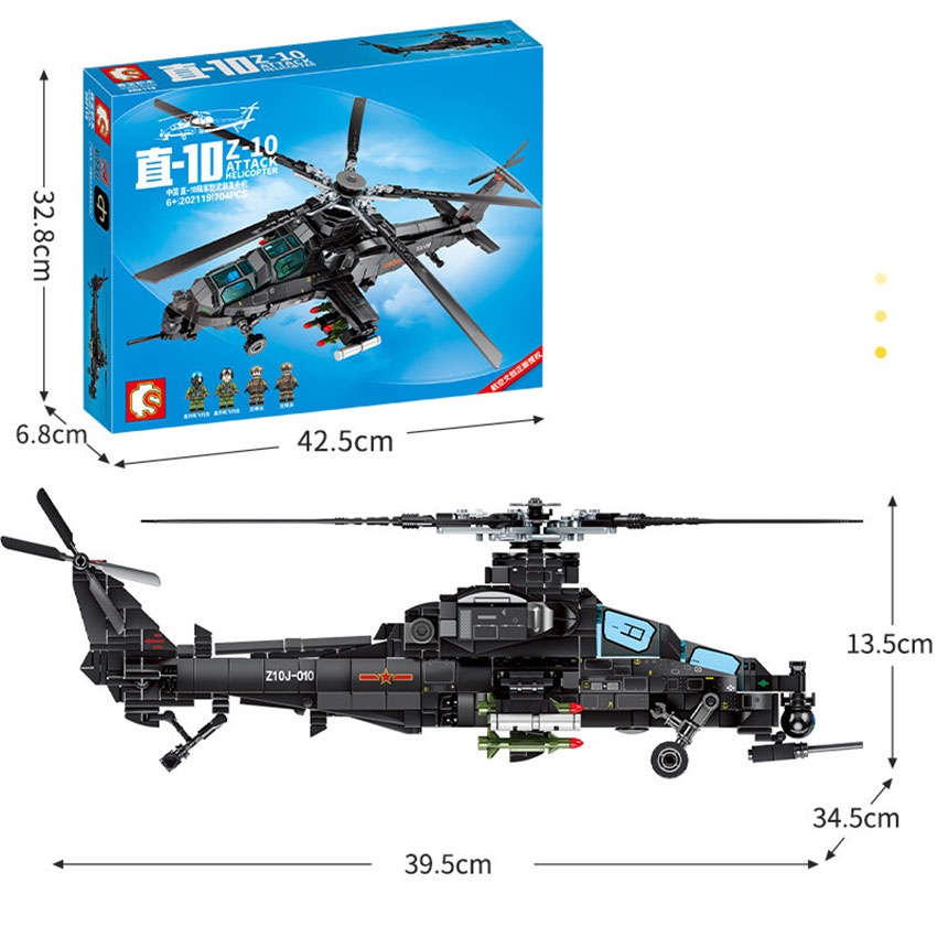 Lego máy bay trực thăng chiến đấu Z-10 đồ chơi lắp ráp xếp hình lego thông minh