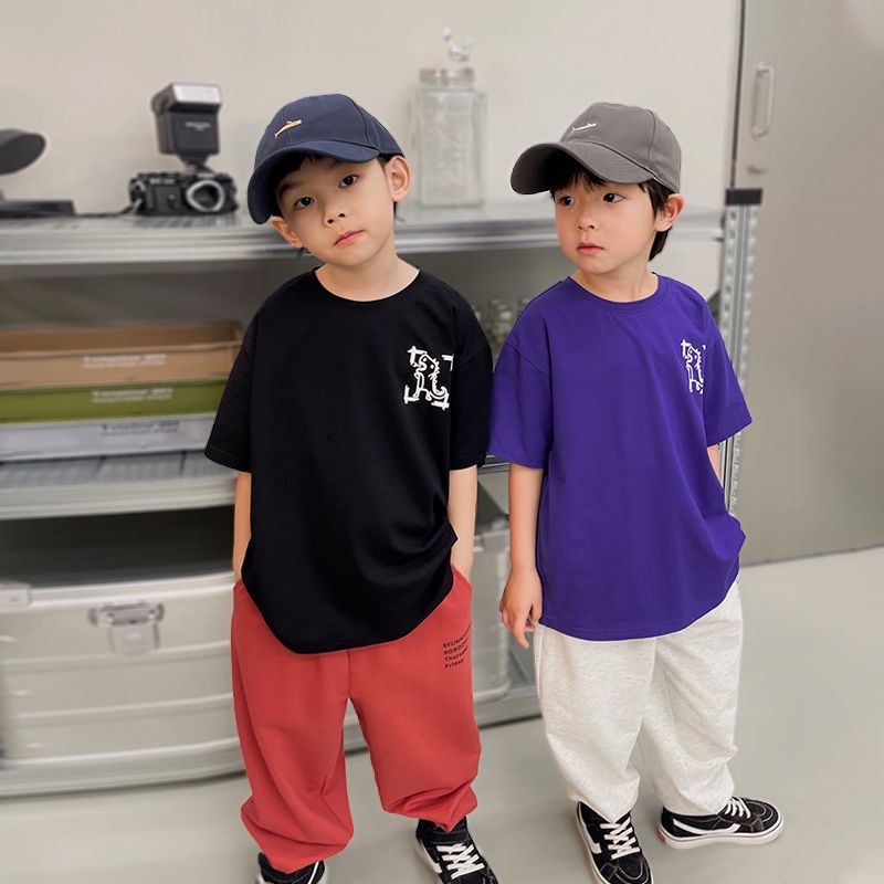 [Grow Up with You] Áo Thun Cotton Tay Lỡ Dáng Rộng Phong Cách Mùa Hè Mẫu Mới 2022 Cho Bé Trai