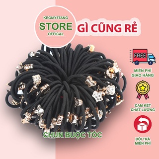Một chiếc chun buộc tóc dây đen họa tiết hàn quốc xinh xắn