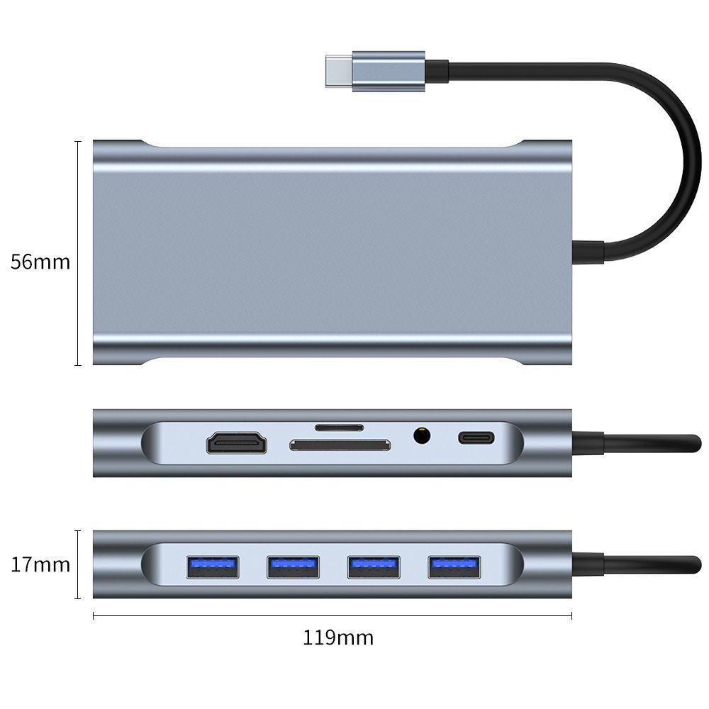 BEBETTERM Bộ Chia Nhiều Cổng USB Type-C Và Cổng Sạc 3.5mm USB 3.0 4K HDMI Cho Laptop PC