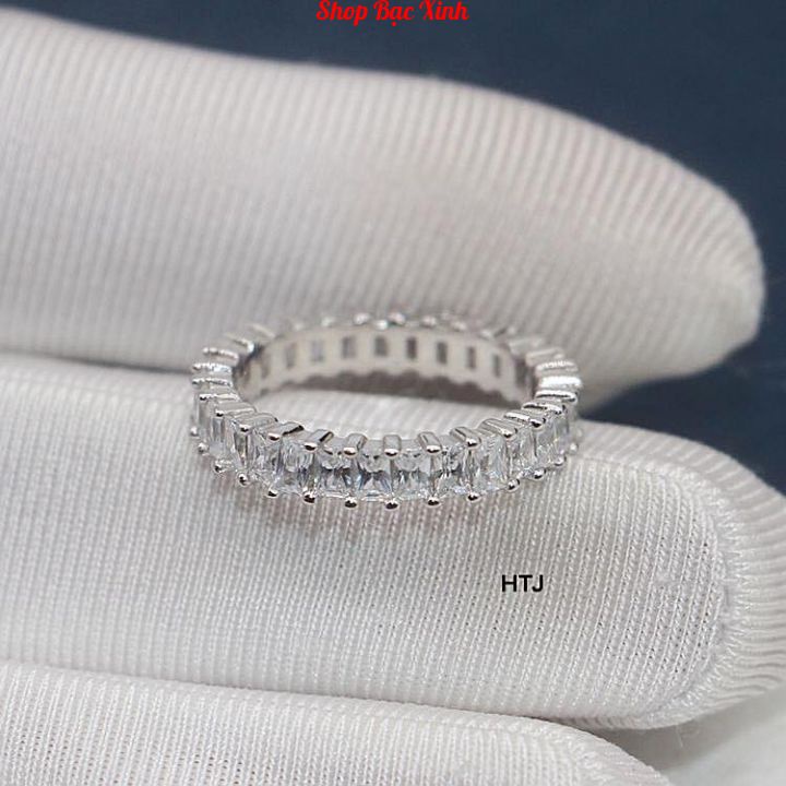 Nhẫn bạc nữ, nhẫn dính đá, full đá