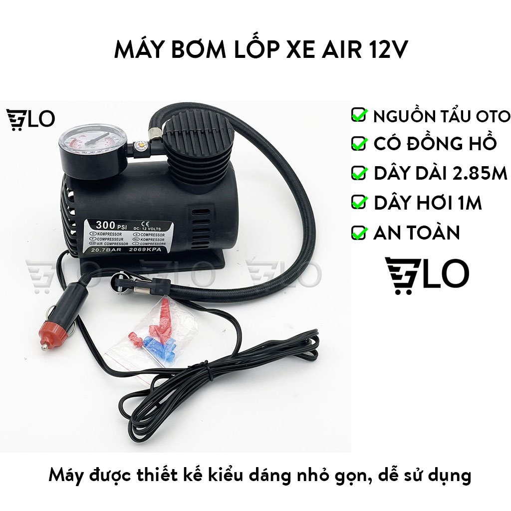 Máy Bơm Lốp Xe Hơi Air 12v Dùng Cổng Mồi Thuốc