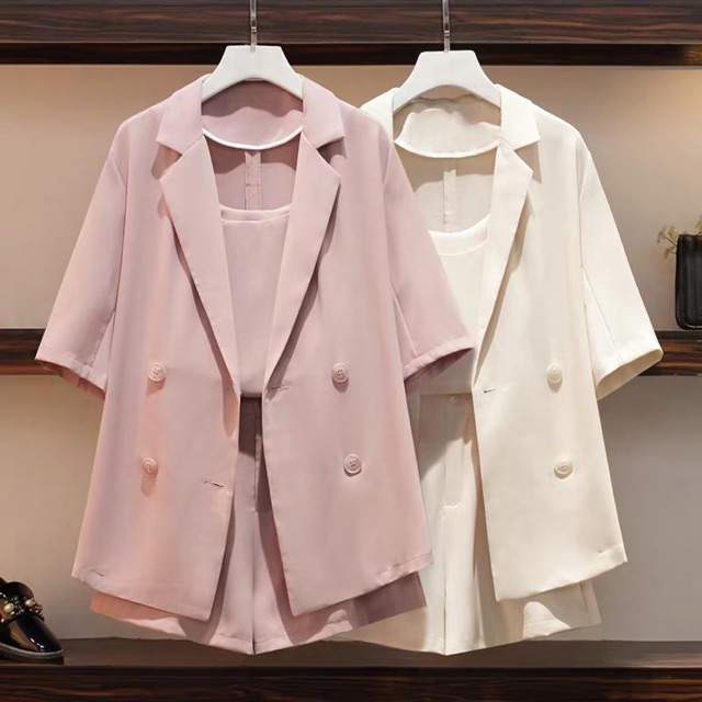 Bigsize M-4XL Set 3 chi tiết khoác blazer - áo dây - short