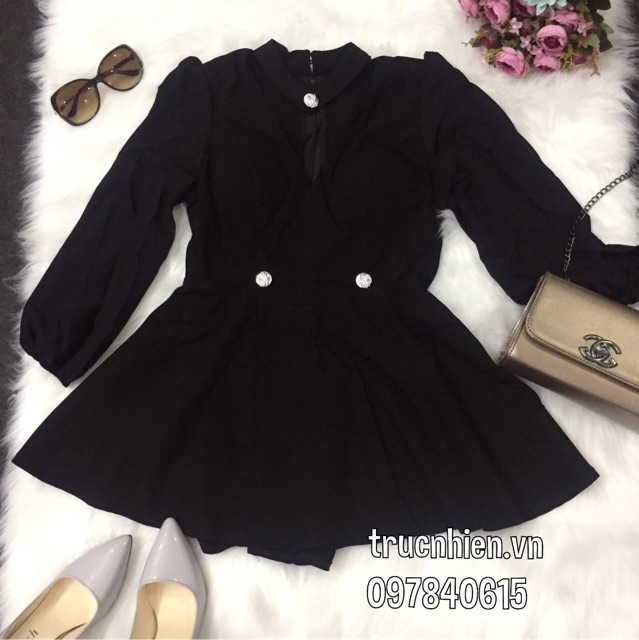 Đầm xèo tay voan cổ choker- hàng cao cấp