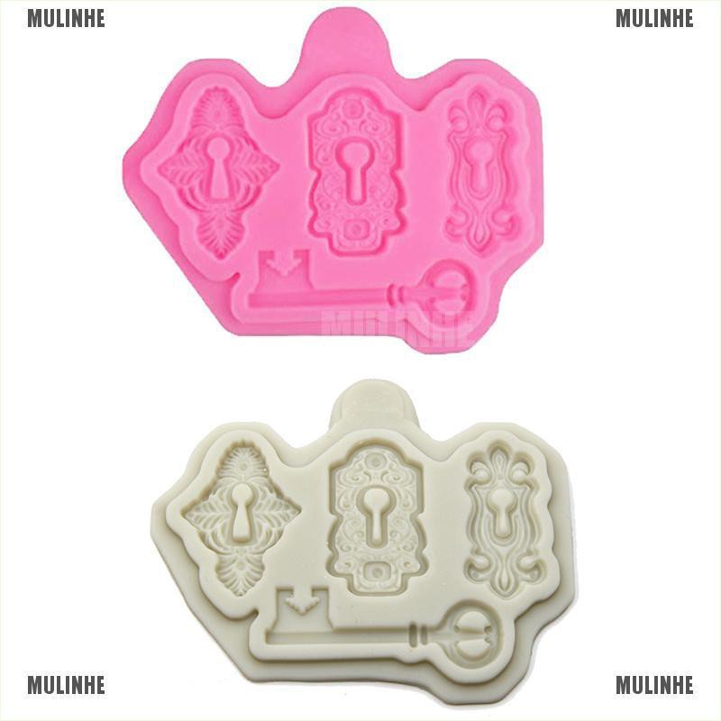Khuôn Silicone Tạo Hình Làm Bánh Kẹo Hình Ổ Khóa &amp; Chìa Khóa