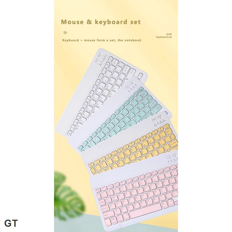 Bộ Bàn Phím Và Chuột Bluetooth Không Dây 10 Inch Màu Macaron Cho Android / ios / iPad / Macaron / Tablet