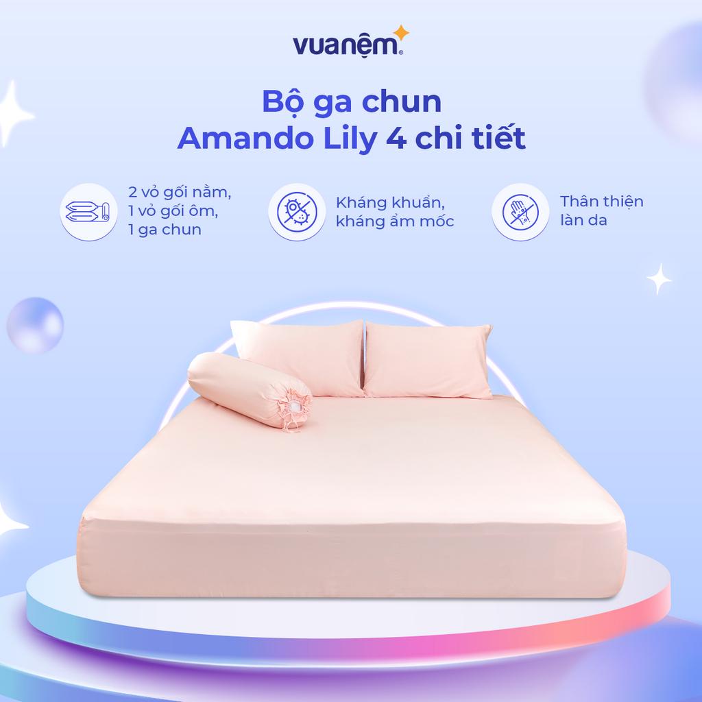 Bộ ga gối Lily cao cấp 4 chi tiết mềm mịn thoáng drap êm kháng khuẩn phân phối
