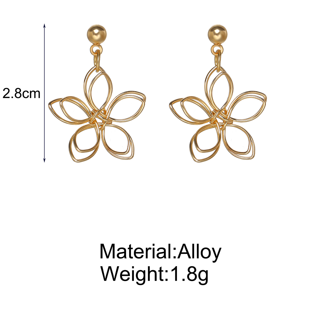 Elegant Temperament Drop Earring Korean Fashion Geometry Flower Gold Earring Women Jewelry Accessories