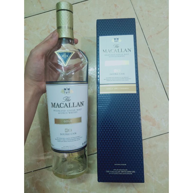 Vỏ chai Macallan Gold, Quest, Lumina full hộp thủy tinh hàng đẹp