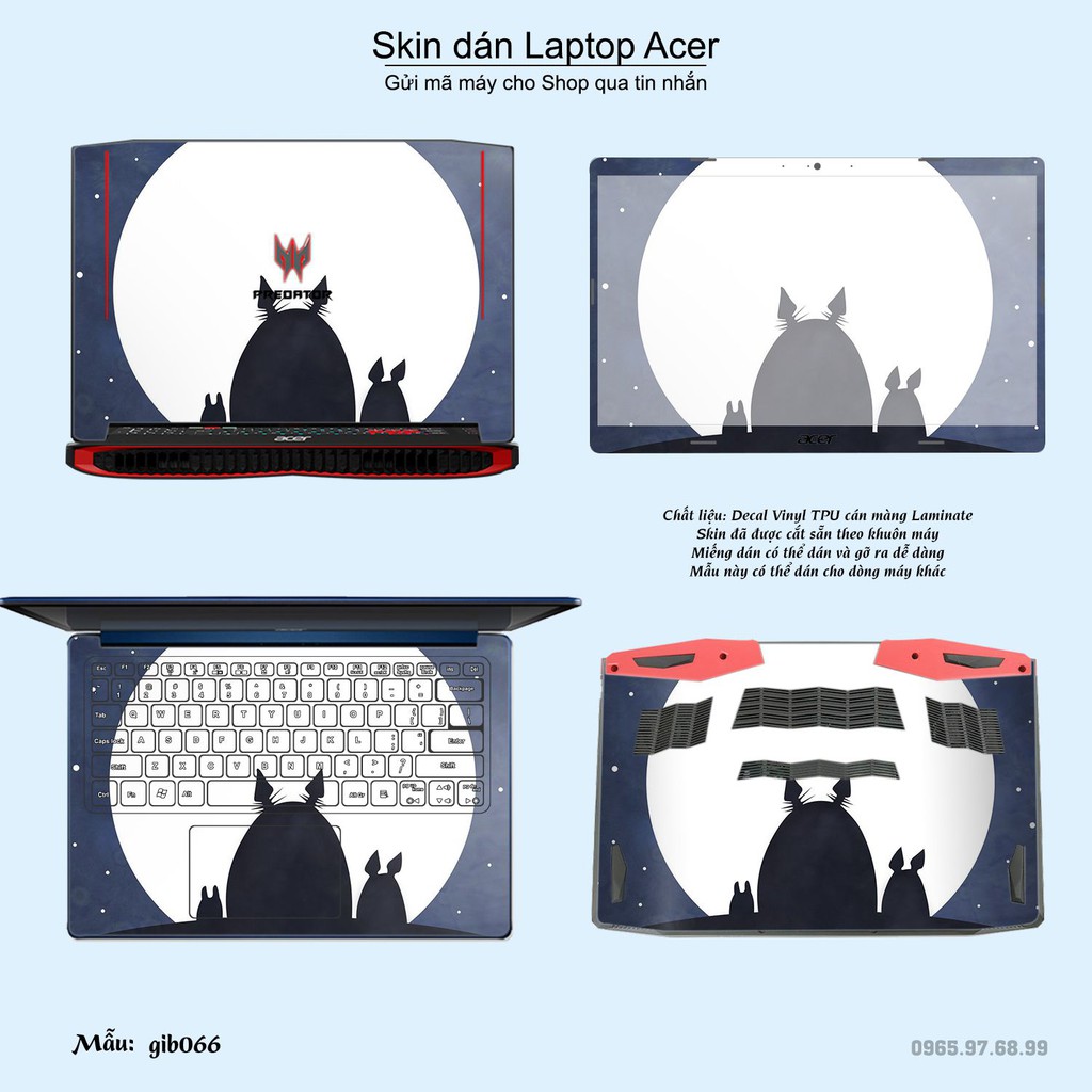 Skin dán Laptop Acer in hình Ghibli nhiều mẫu 10 (inbox mã máy cho Shop)