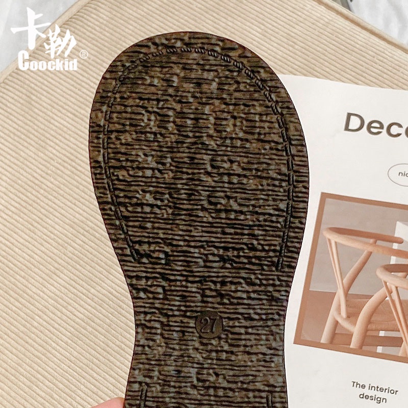 Giày búp bê bằng da bé gái, giày công chúa đế bằng quai dán phong cách Vintage