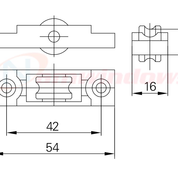 BÁNH XE ĐƠN CỬA NHỰA UPVC HÃNG GQ | MÃ GQ07