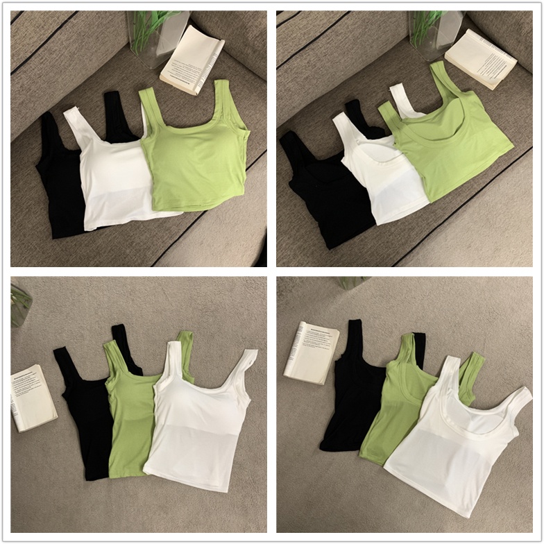 CÓ MÚT NGỰC Áo ba lỗ thun gân màu trơn croptop basic gym BS45