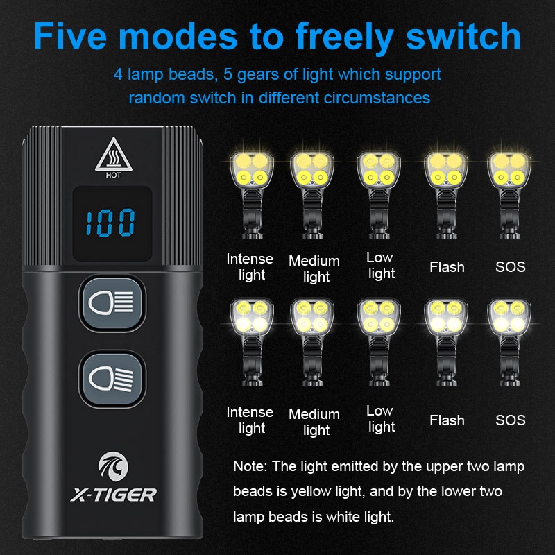 Đèn pha X-TIGER bằng hợp kim nhôm nhẹ kháng nước có thể sạc USB cho xe đạp địa hình