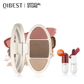 Phấn Má Hồng Tích Hợp Phấn Tạo Phấn Bắt Sáng Qibest Qf61 Tông Sô Cô La Trang Điểm Lâu Trôi 3 Trong 1 88g
