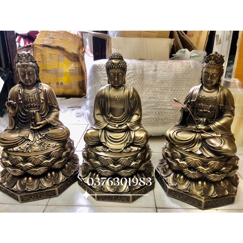 Tượng Tây Phương Tam thánh bằng đồng Tượng phật tổ phật quan âm thế chí bồ tát bằng đồng