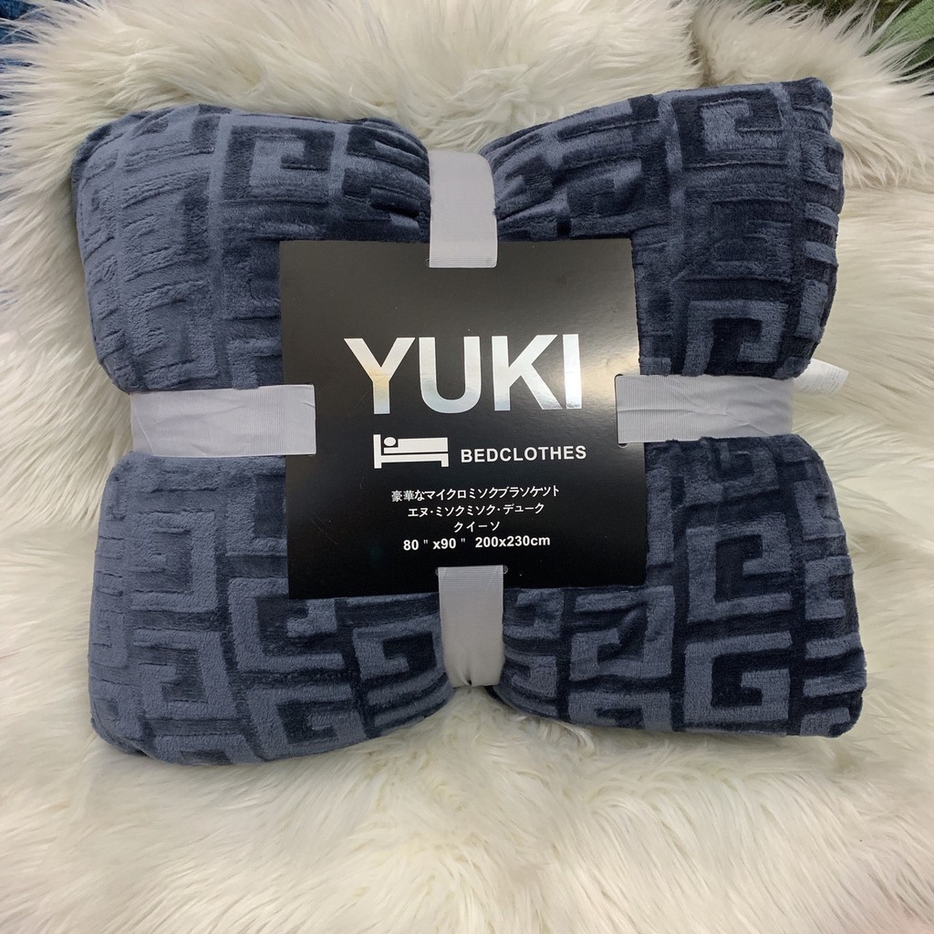 Chăn lông cừu chữ vạn YUKI - Chăn lông cừu Yuki xuất nhật họa tiết chữ vạn kích thước 2*2m3