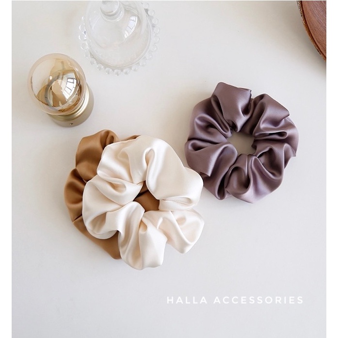 Dây tóc Scrunchies Lụa satin cao cấp nhiều màu HALLA