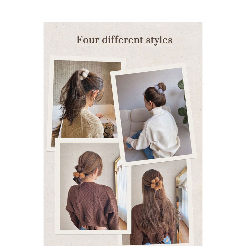 Củ búi tóc Tổ yến Allnewstyle phối lông nhân tạo 4 màu