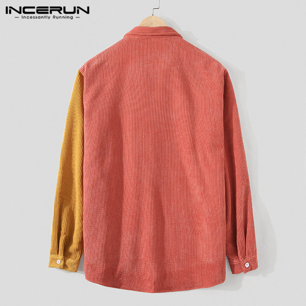 Áo sơ mi nam tay dày màu sắc đối lập chất liệu nhung tăm chất liệu dày dặn INCERUN-168
