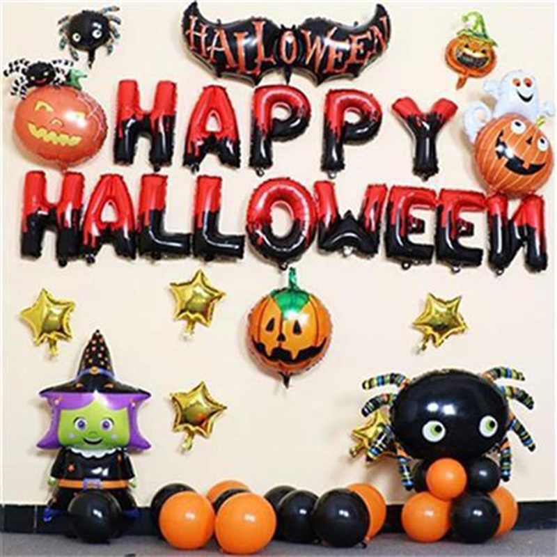 Bong bóng lá nhôm hình bộ xương hoạt hình trang trí Halloween