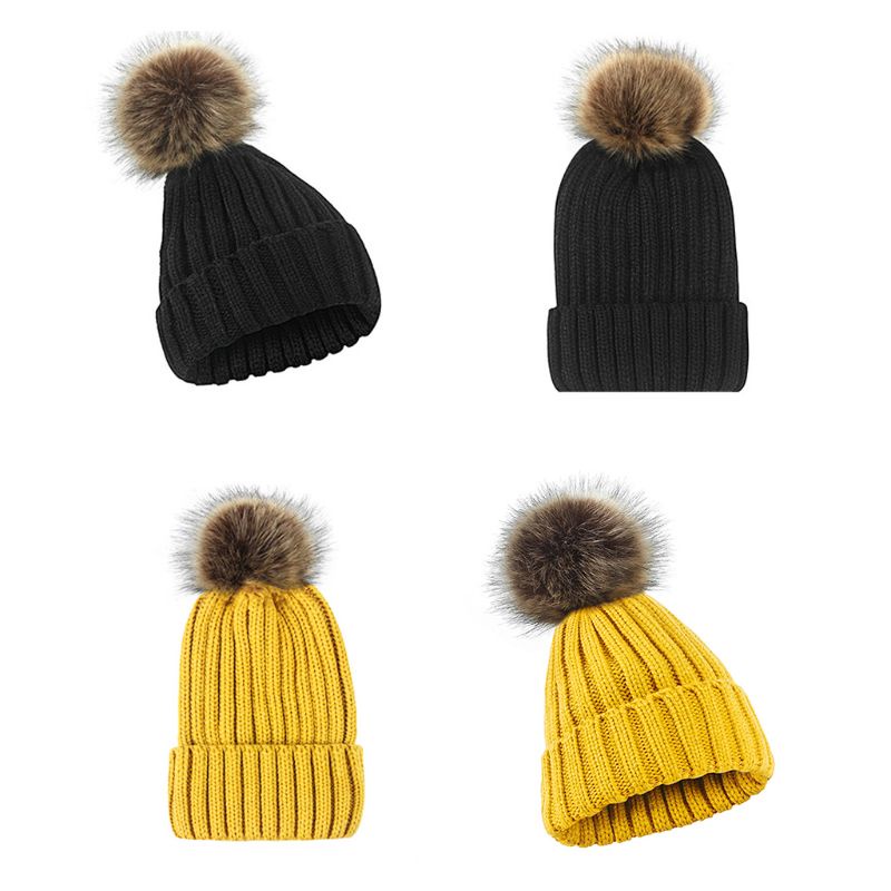 Mũ Len Beanie Màu Trơn Có Gân Thời Trang Mùa Đông Cho Nam Và Nữ