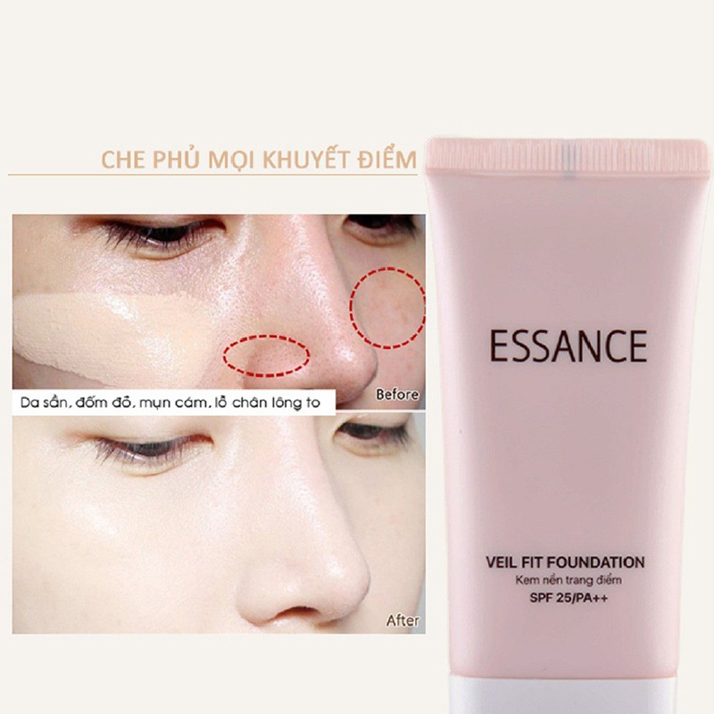 Kem Nền Essance Bền Màu Che Khuyết Điểm Sắc Da Sáng 30ml Veil Fit Foundation SPF 25 PA++ #21