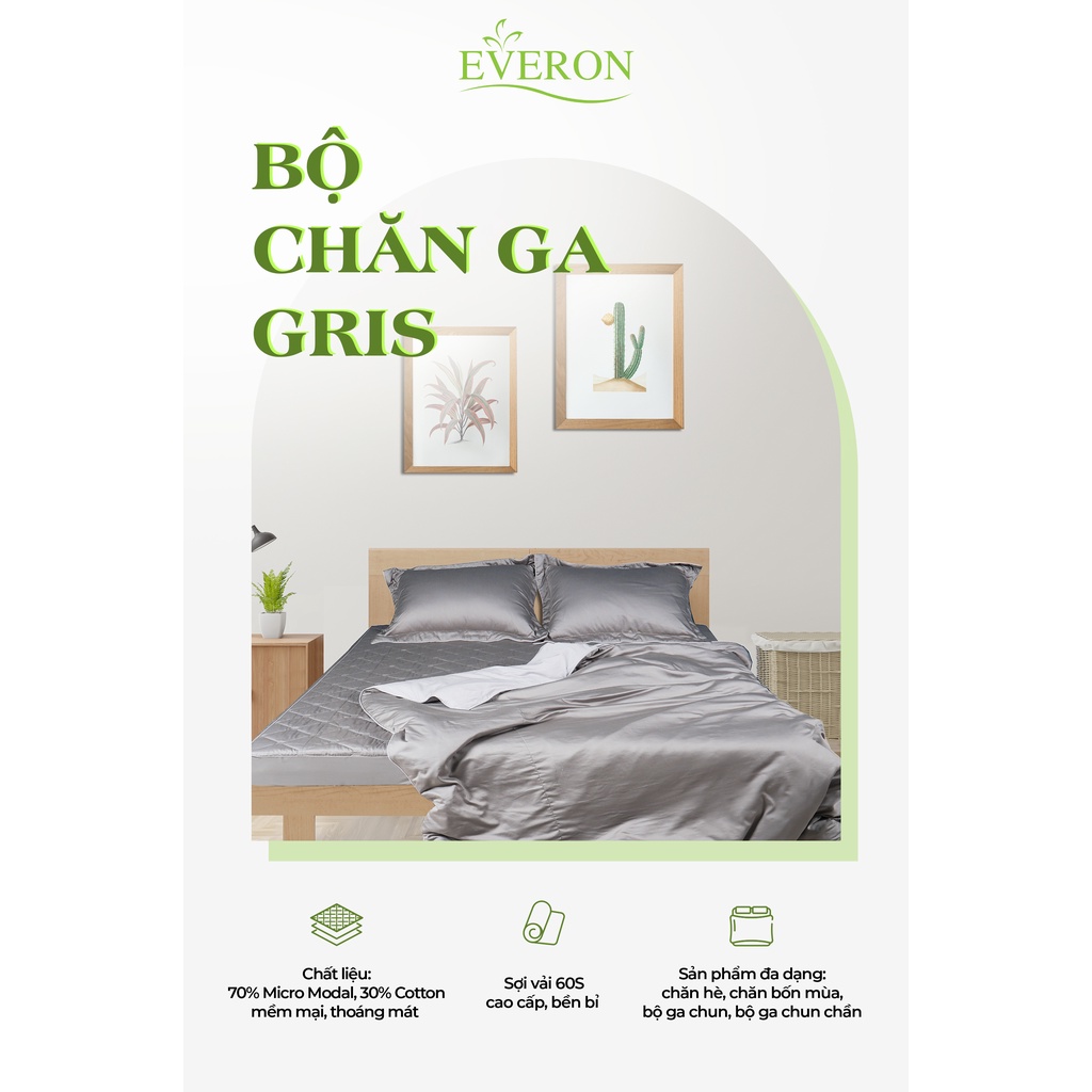 Bộ ga gối EVERON Micro Modal màu trơn Basic mã GRIS OL2302 nhiều kích thước