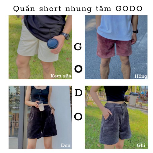 Quần Short Nhung Tăm Nam Nữ Ống Rộng Form Unisex GODO G01