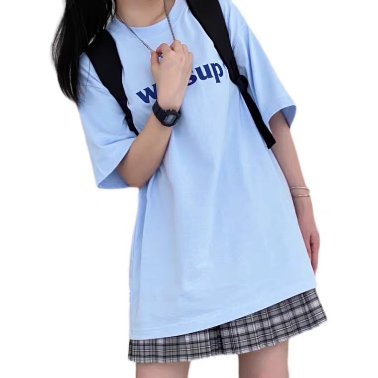 Áo thun nam nữ unisex-Áo phông WASSUP phom rộng tay lỡ dành cho nam nữ