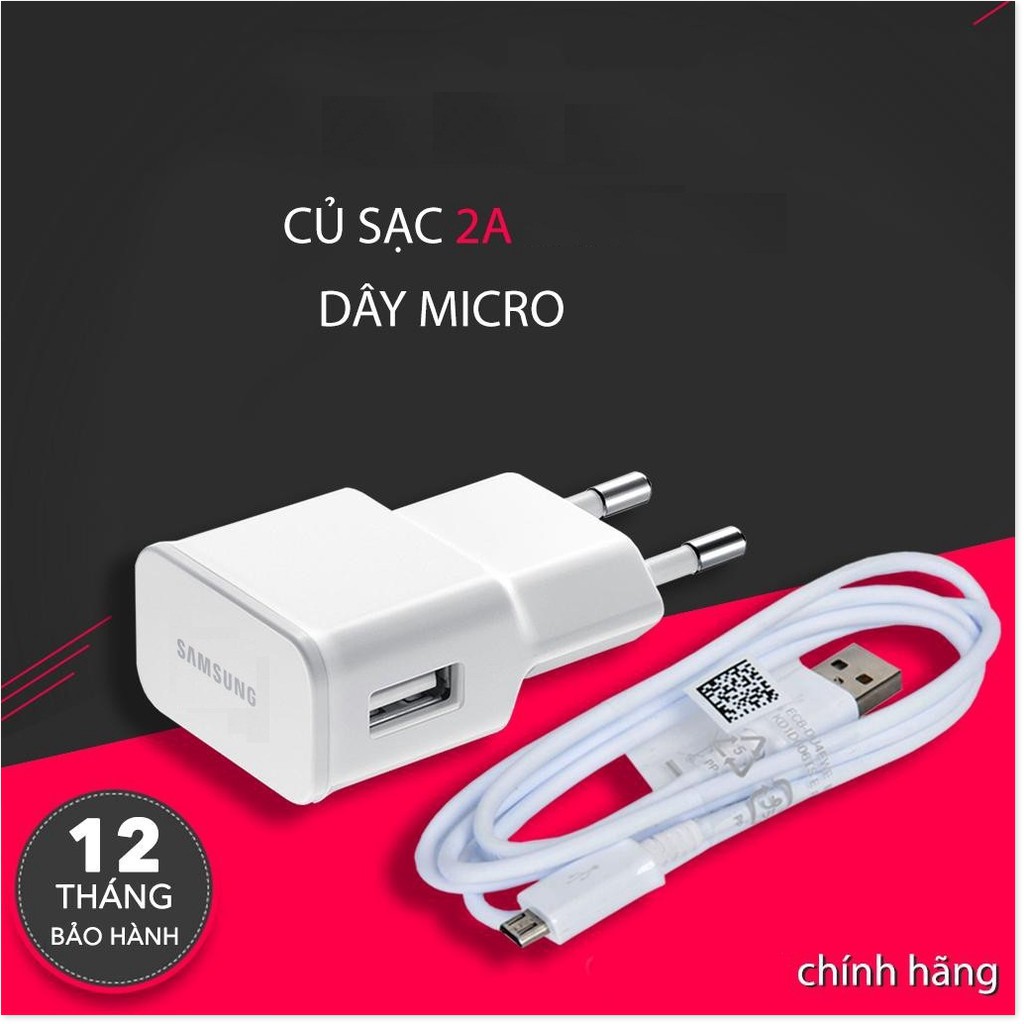 [FREESHIP 50K] Bộ sạc nhanh samsung 2A dây micro usb dành cho j7 pro, j7 prime -BH Chính hãng- 1 đổi 1