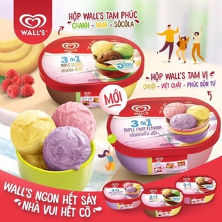 (Hỏa tốc) KEM HỘP WALL'S 3 TRONG 1 CÁC LOẠI 840ML