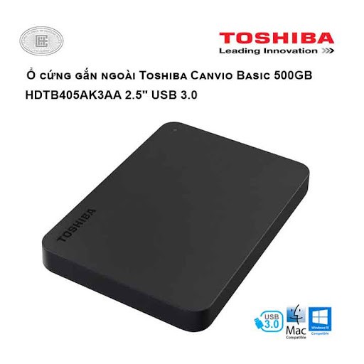 Ổ cứng di động HDD Toshiba Canvio Basic 500GB/1TB/2TB 2.5" USB 3.0 (Đen)