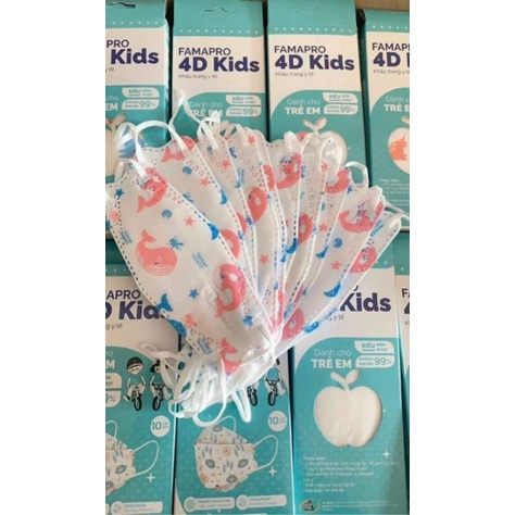 [Hỏa Tốc Q10] Khẩu trang y tế trẻ em Famapro 4D Kids hình thú siêu dễ thương (10 cái/hộp)
